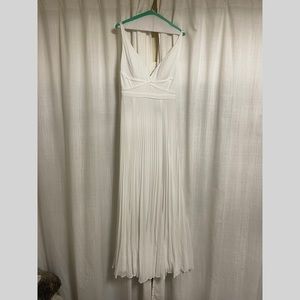 White Backless Floor Length Gown Dress